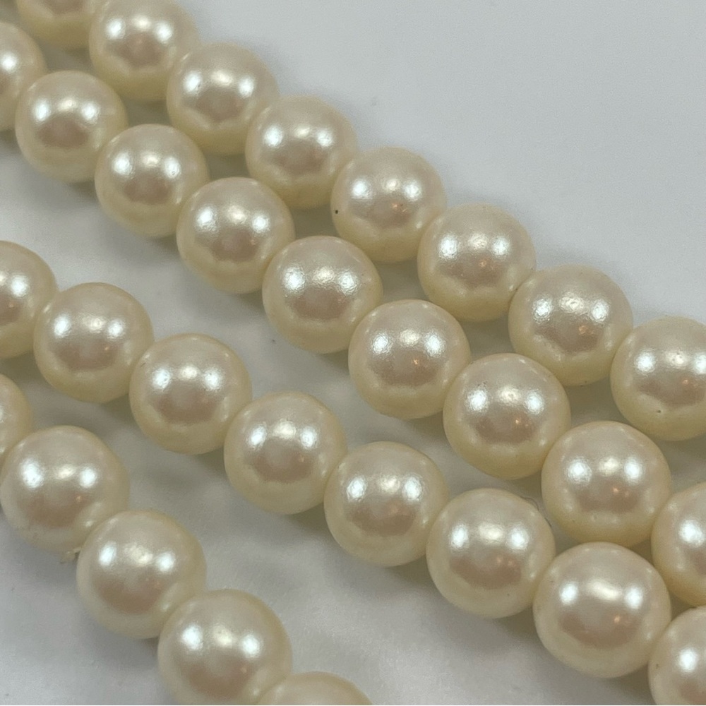 Vintage Avon Off White Glass Pearl Beaded Gold Tone Spring Clasp Necklace Bridal - Picture 7 of 8